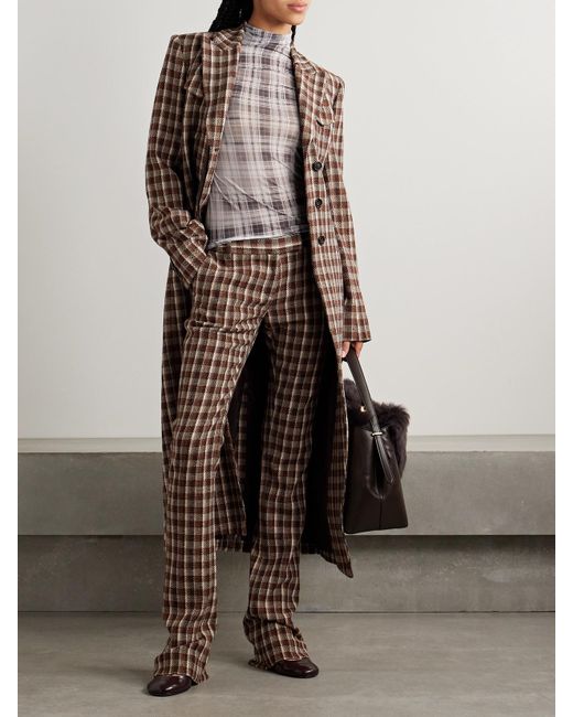 Acne Gray Checked Stretch-Jersey Turtleneck Top