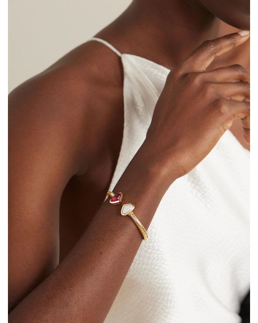 Marina B Natural Trisolina Castagna 18-Karat, Diamond And Rubellite Bracelet