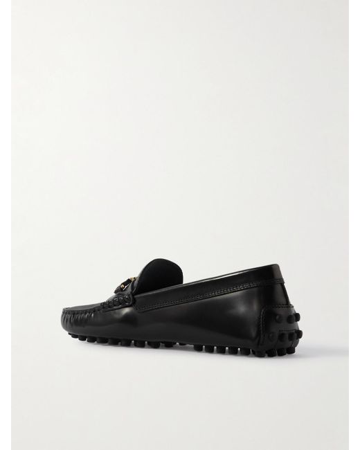 Tod's Black Gommino Embellished Patent-Leather Loafers