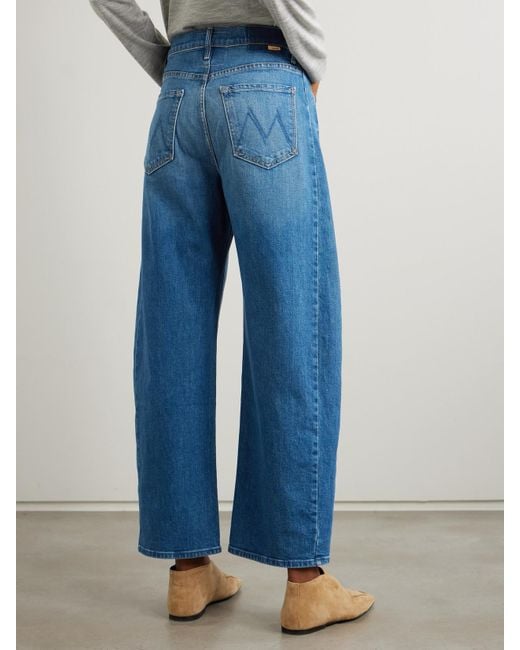 Mother Blue The Full-Pipe Flood High-Rise Barrel-Leg Jeans