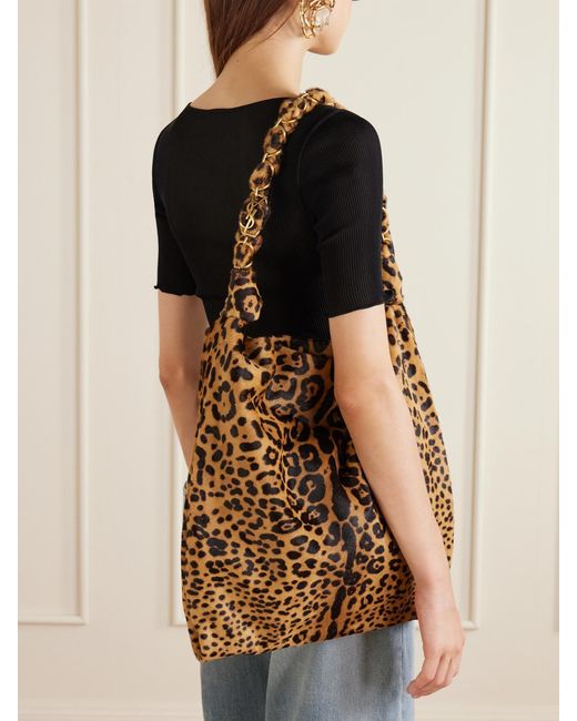 Saint Laurent Brown Amalia Leopard-Print Leather Shoulder Bag