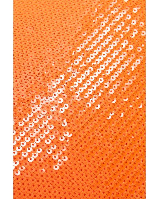 David Koma Orange One-Shoulder Asymmetric Sequined Crepe Midi Dress