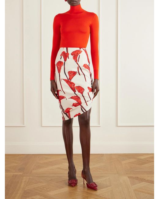 Carolina Herrera Red Wool And Silk-Blend Turtleneck Sweater