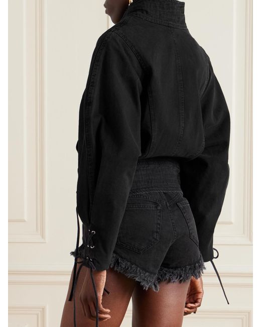 Isabel Marant Black Edina Lace-Up Paneled Denim Jacket