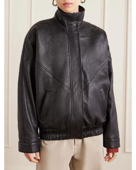 Acne Black Textured-Leather Jacket