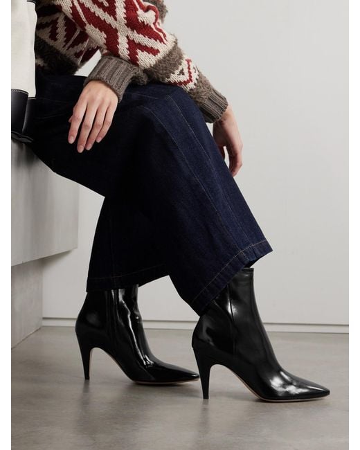 Gianvito Rossi Black Amelia 80 Glossed-Leather Ankle Boots