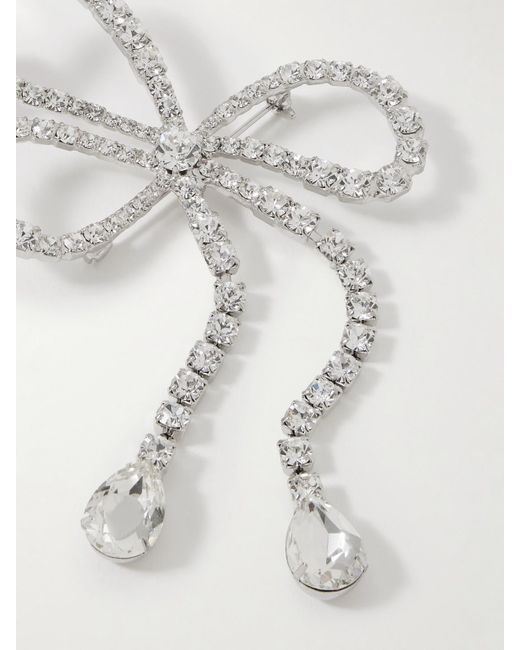Jennifer Behr White Evelyn Rhodium-Plated Crystal Brooch