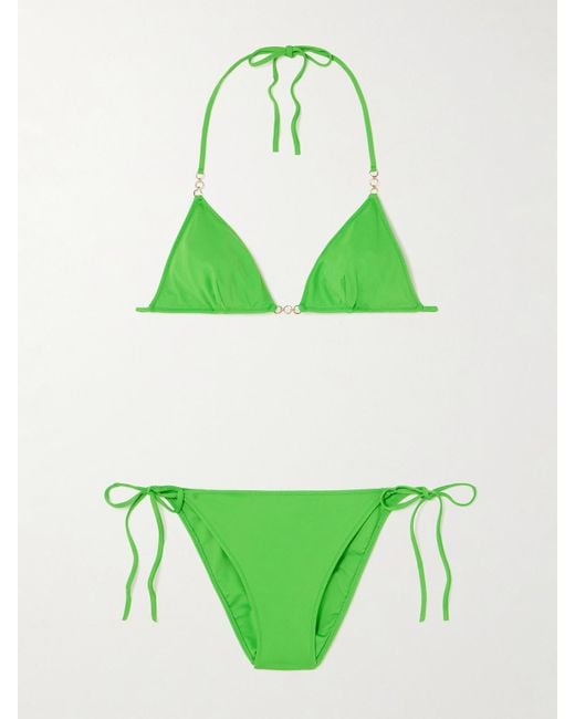 Lido Green Sessantaquattro Chain-Embellished Triangle Bikini