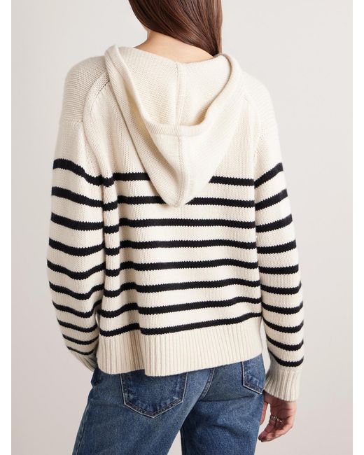 Nili Lotan Natural Noemi Lace-Up Striped Cashmere Hoodie