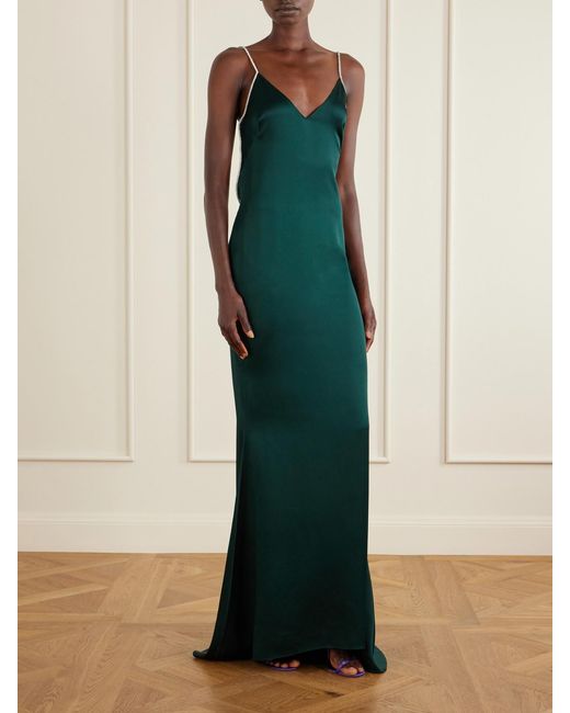 Tom Ford Blue Embellished Silk-Satin Gown
