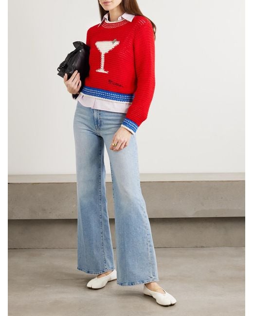 Mother Blue The Hustler Roller Sneak High-Rise Wide-Leg Jeans