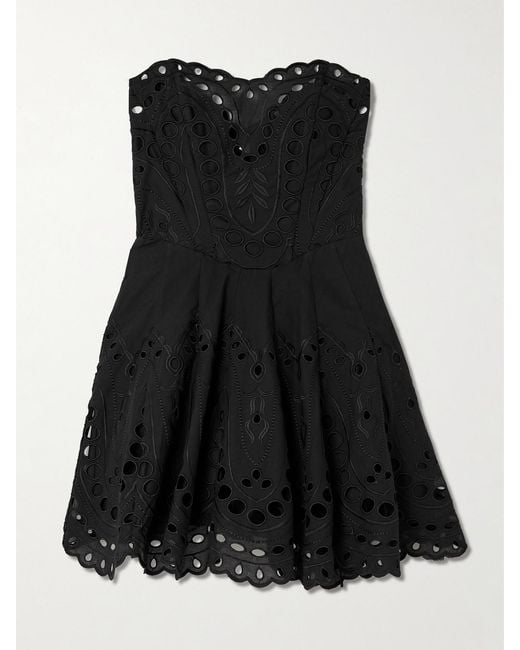 Charo Ruiz Black Bail Broderie Anglaise Cotton-Blend Mini Dress