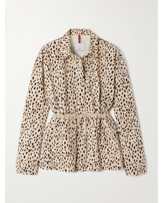 Moncler Natural Saulon Jacke Aus Canvas Aus Einer Baumwollmischung Mit Animal-Print Und Applikation