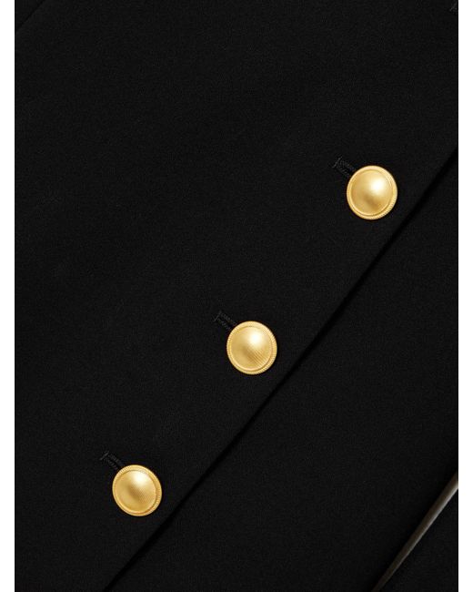 Alessandra Rich Black Button-Embellished Wool-Blend Mini Dress