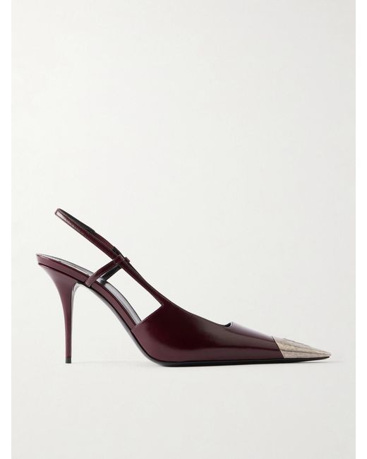 Saint Laurent Pink Jeanne Cassandre-Embossed Leather Slingback Pumps