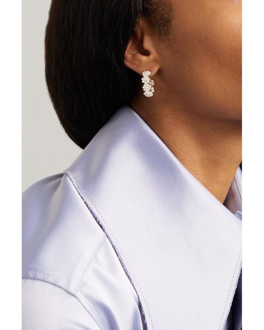 Sophie Bille Brahe Natural Boucle Parc 14-Karat Recycled Pearl Single Hoop Earring
