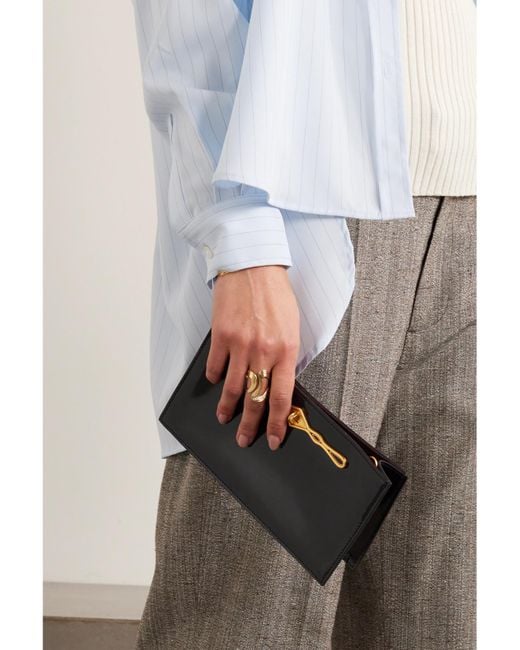 Metier Black Fernando Jorge Ease Embellished Glossed-Leather Clutch