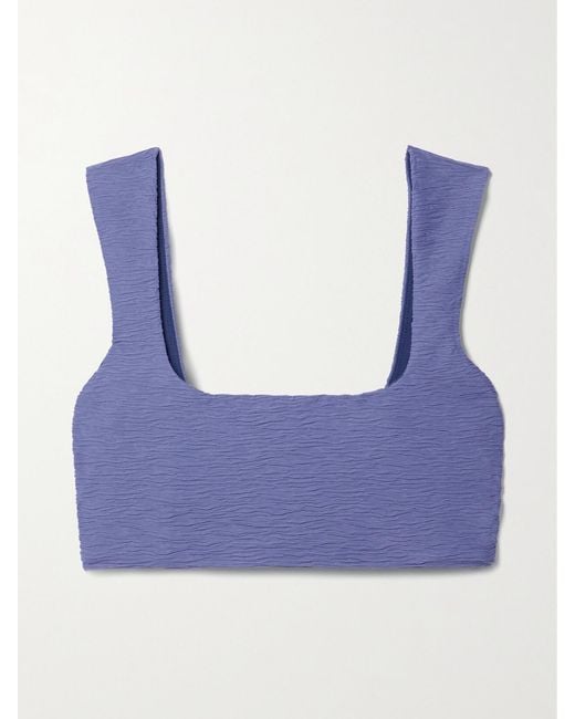 Mara Hoffman Blue Raina Bikini-Oberteil Aus Recyceltem Stretch-Matelassé