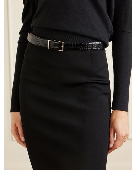 Tom Ford Black Croc-Effect Leather Belt