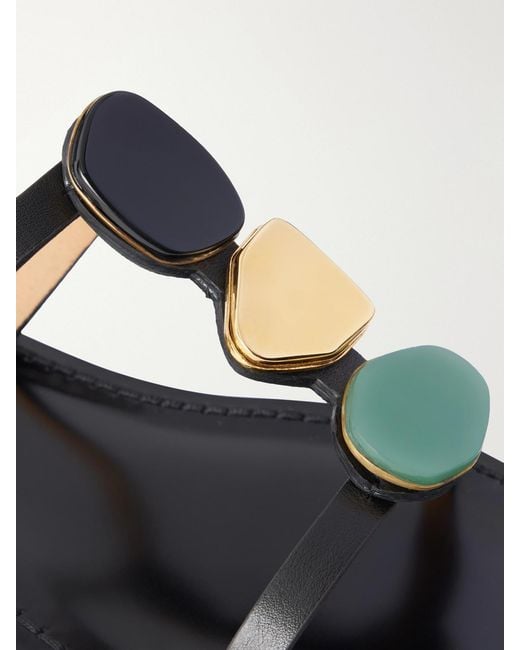 Amanu Black The Matobo Embellished Leather Sandals