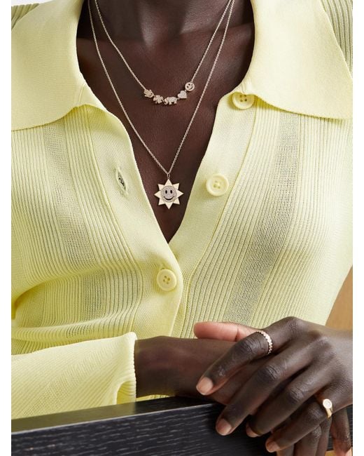 Sydney Evan Metallic 14-Karat Diamond Necklace