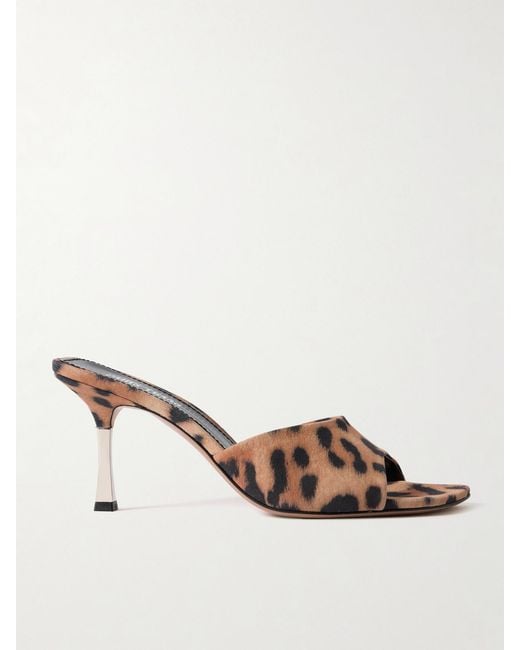 Paris Texas Natural Lorena Leopard-Print Suede Mules
