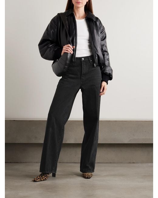 FRAME Black The Collegiate High-Rise Wide-Leg Jeans