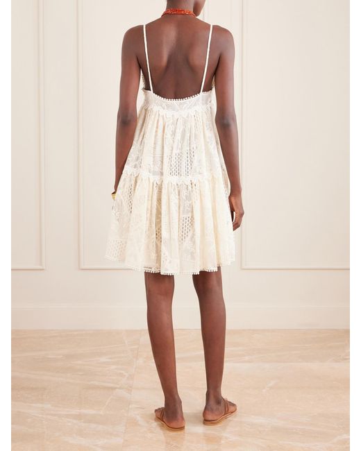 LaDoubleJ Natural Nympth Cotton-Blend Lace Mini Dress
