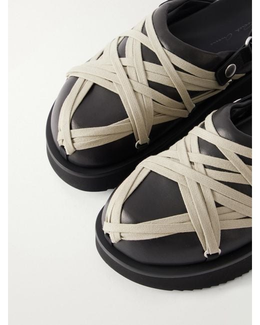 Rick Owens Black Megalace Platform Leather Mules