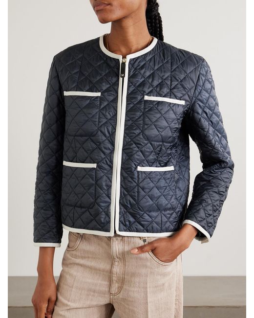 Max Mara Blue Celeste Quilted Shell Jacket