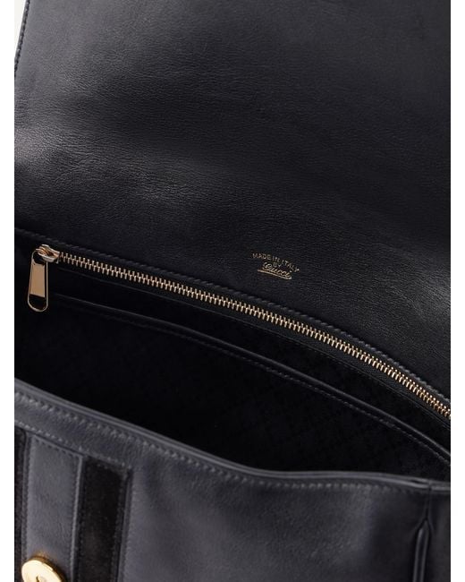 Gucci Black Paparazzo Medium Suede-Trimmed Leather Shoulder Bag
