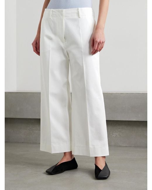 Proenza Schouler White Amara Cropped Cotton-Blend Twill Wide-Leg Pants