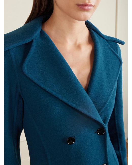 Alaïa Blue Double-Breasted Wool Coat