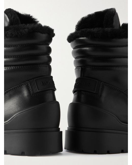 Bogner Black St. Moritz Schnürstiefel Aus Leder Mit Shearling-Futter Und Verzierung