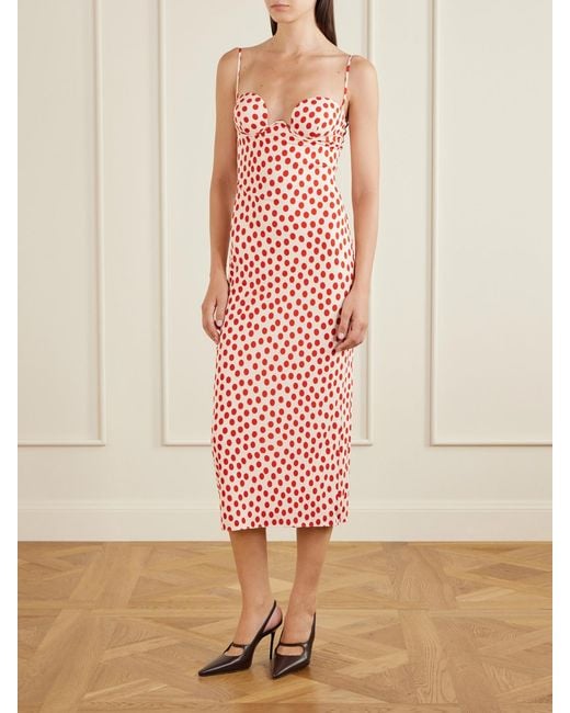 Alaïa White Polka-Dot Jersey Midi Dress