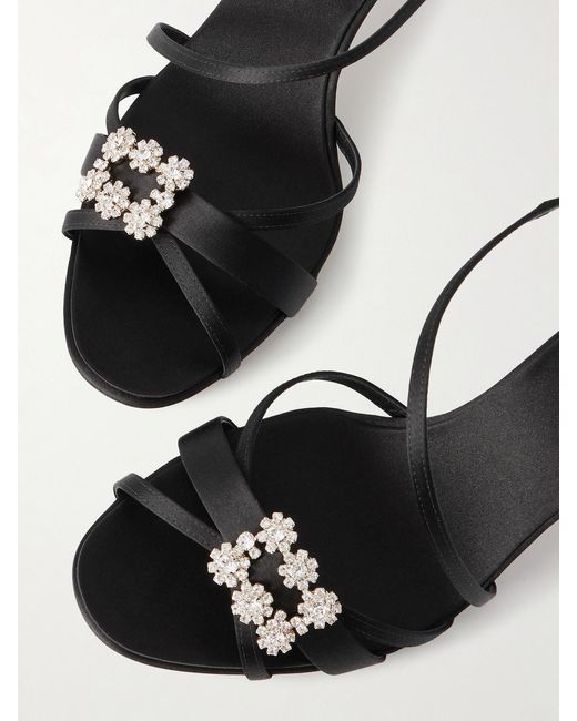 Roger Vivier White Efflorescence 65 Crystal-Embellished Satin Sandals