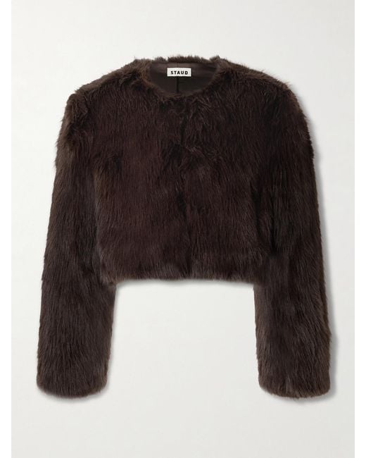 Staud Black Casmira Cropped Plush Jacket