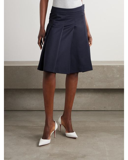 Alessandra Rich Blue Midirock Aus Einer Wollmischung Mit Falten