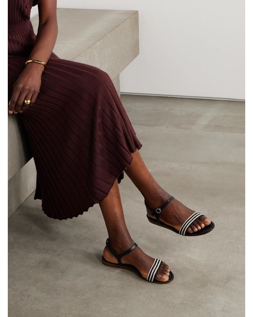 Gabriela Hearst Natural Alexi Crocheted And Leather Sandals