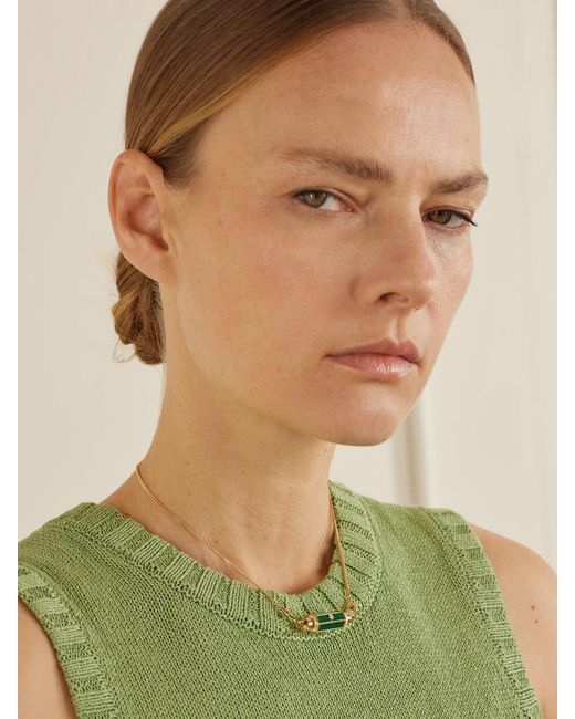 Marie Lichtenberg Natural Baby Locket 18-Karat, Malachite And Diamond Necklace
