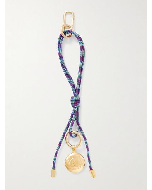 Joolz by Martha Calvo Blue Evil Eye-Plated Striped Cord Bag Charm