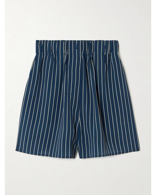 Frankie Shop Blue Lui Shorts Aus Gestreiftem Crêpe