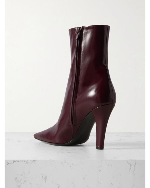 Saint Laurent Purple Jill Patent-Leather Ankle Boots