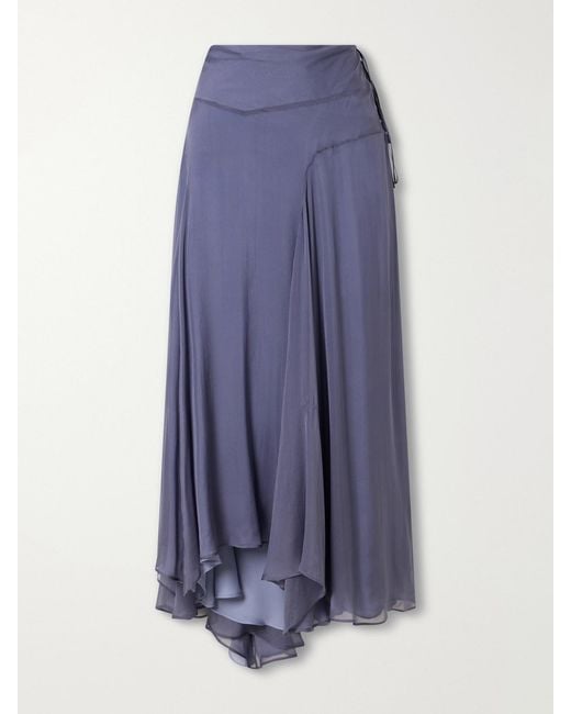 Kallmeyer Blue Alyse Silk-Chiffon Midi Dress