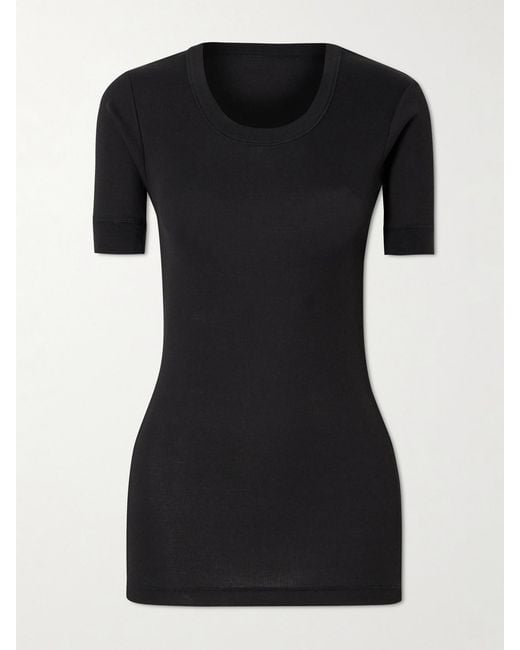 Calvin Klein Black Aubriella Ribbed Stretch Organic Cotton-Jersey T-Shirt