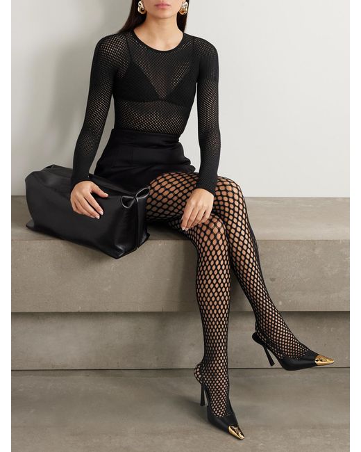 Wardrobe NYC Black Rhw Web Wool-Blend Fishnet Bodysuit