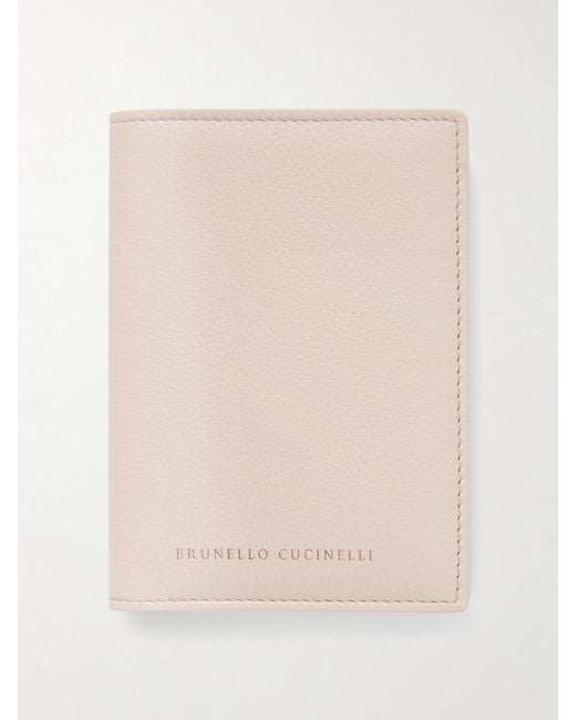 Brunello Cucinelli Natural Reisepasshülle Aus Strukturiertem Leder Mit Prägungen