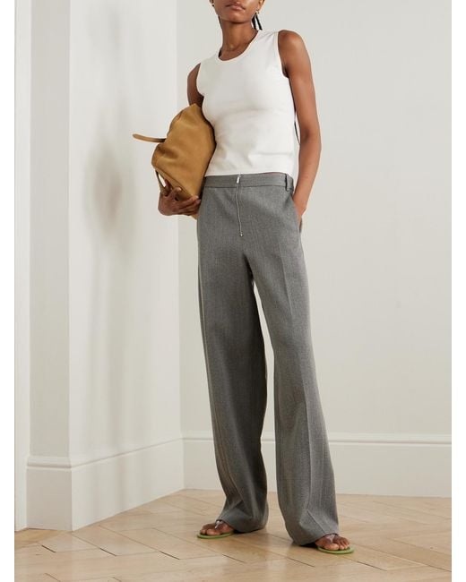 Tibi Gray Wool Straight-Leg Pants