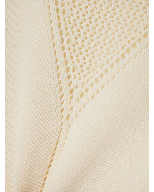 Jil Sander Natural Pointelle-Knit Wool And Cotton-Blend Top