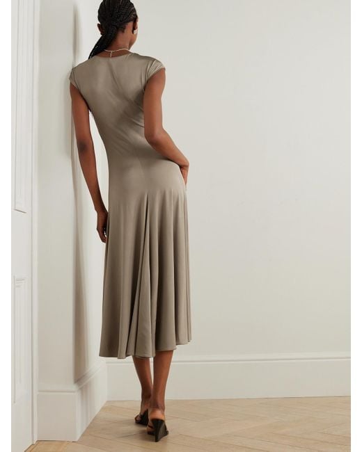 Magda Butrym Natural Pleated Stretch-Jersey Midi Dress